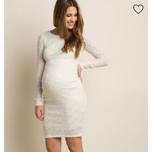 Pinkblush ivory lace maternity dress